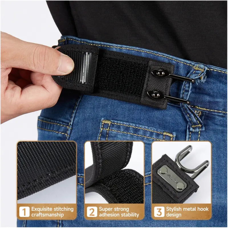 HAILTH Tactical Metal Hook Elastic Belt (Unisex) - Patented No - Buckle Invisible Design | Soft Adjustable Side-8ZP