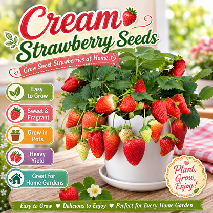 Four Seasons Easy-Grow Creamy Red Strawberry Seed - Home Container Plant-ZP