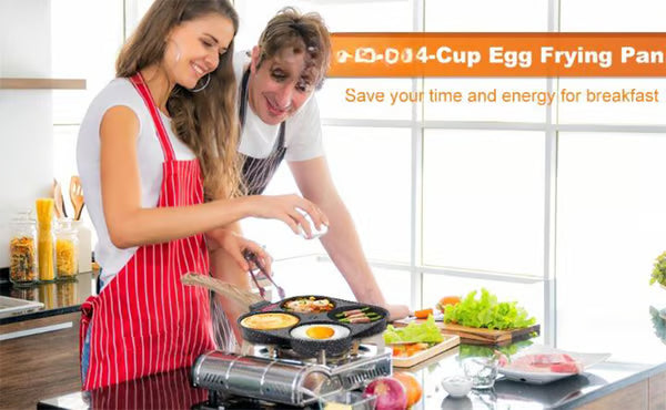 🏆熱銷⚡🍳不沾黏四孔煎蛋鍋，附手柄🍳-ZQ