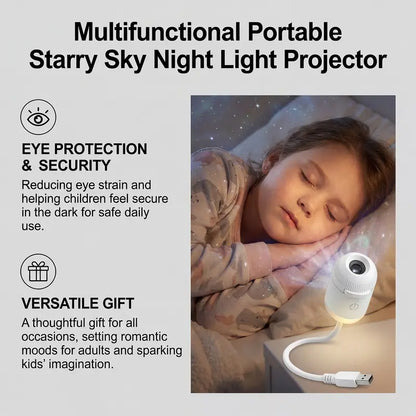 2-in-1 Galaxy Projector Night Light, USB Interface, Dual-Mode Starry Sky Projection/Warm Light Night Light, Adjustable Focus and Brightness with 24 Sliding Projection Films for Bedroom-LIN