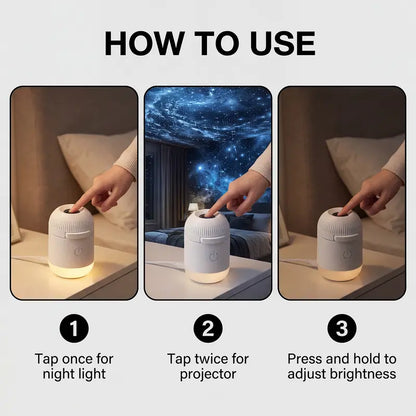 2-in-1 Galaxy Projector Night Light, USB Interface, Dual-Mode Starry Sky Projection/Warm Light Night Light, Adjustable Focus and Brightness with 24 Sliding Projection Films for Bedroom-LIN