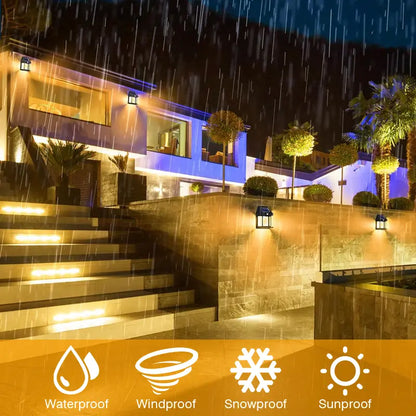 Solar Wall Lights Outdoor Dusk to Dawn Solar Garden Lights Landscape Lighting 3 Lighting Modes Solar Motion Lights Outdoor Wall Mount Light for Outside Patio Fence Yard Garage-8WX
