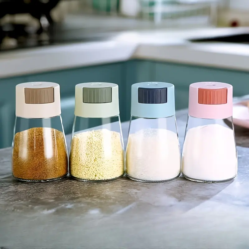 Salt control jar - Seasoning jar - Powder spice bottle - Precise measurement seasoning jar - Suitable for storage and preservation in kitchen furniture - Sealed and moisture-proof seasoning bottle for measuring salt seasoning box salt-LIN