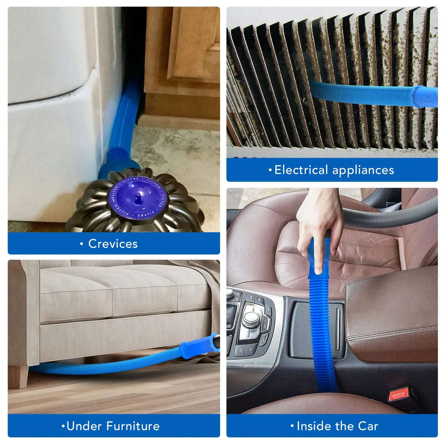Sealegend Dryer Vent Cleaner kit Dryer Vacuum Hose Attachment with Stretch Universal Connector, Dryer Vent Cleaning Tool Vacuum Hose Lint Remover, Blue-8ZP