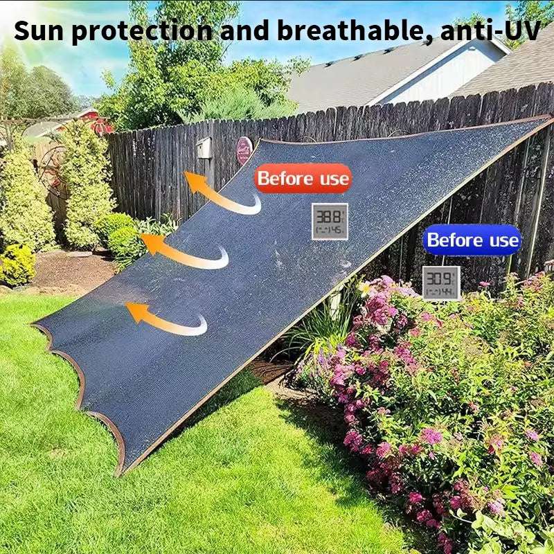 90% Blackout Cloth (Black) - 10 x 13ft UV-Resistant Shade Net with Reinforced Rivets, Suitable for Outdoor Adventures / Camping / Garden / Patio / Greenhouse.Mesh Shade Cloth-8ZP