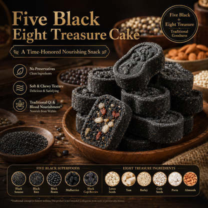 Five Black Eight Treasure Cake – Soft & Chewy Traditional Black Superfood Snack for Hair Wellness, Daily Vitality & Nourishing Energy-8WX