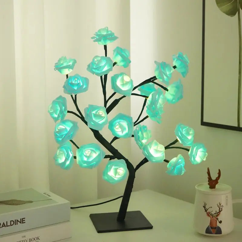 Rose Flower Design Tree Night Light, USB Powered Table Lamp, Room Lights for Bedroom, Versatile Holiday Decoration Lights For Indoor Bedroom, Valentine's Day Gift, Home Decor, Decorative-8WX