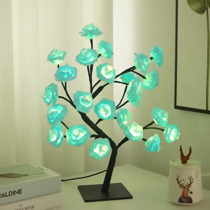 Rose Flower Design Tree Night Light, USB Powered Table Lamp, Room Lights for Bedroom, Versatile Holiday Decoration Lights For Indoor Bedroom, Valentine's Day Gift, Home Decor, Decorative-8WX