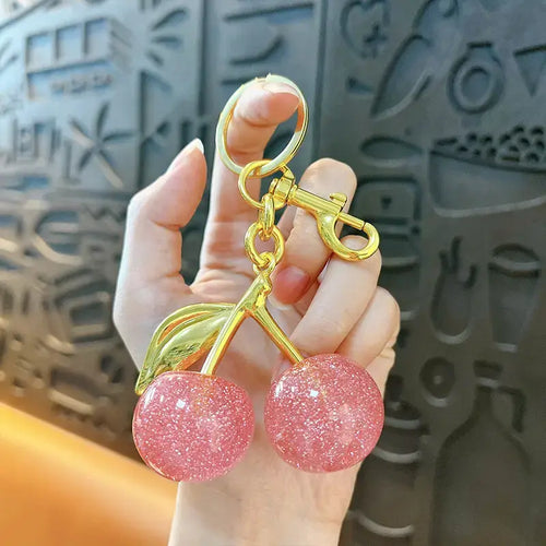 Cute Cherry Design Sparkly Bag Charm, Fashionable BagKeychain for Women & Girls, Trendy All-match & ExquisiteBag Charm for Birthday Gift, Purse Accessories-DAN