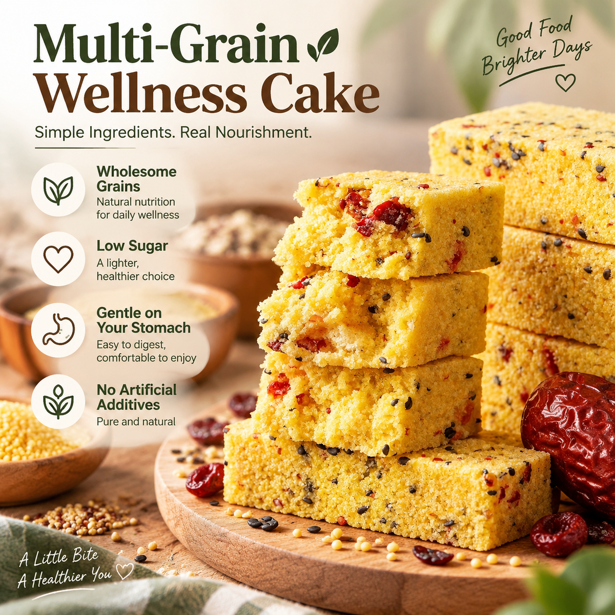 Quinoa Yam Millet Cake, Quinoa, Millet & Black Sesame, Ancient Grain Wellness Snack-ZP2