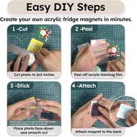 ✂🎞10 Pack 2"x2" Clear Acrylic DIY Fridge Magnets Set with Adhesive Backing – Square Magnetic Photo Frames💕