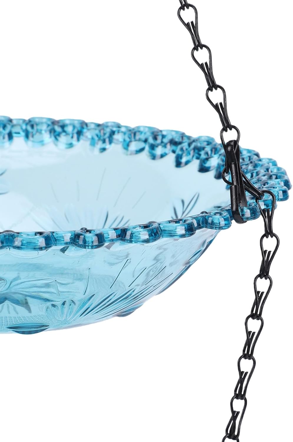 Hanging Bird Feeder and Bath, Double Layer Plastic Feeder Bowl with Metal Chain for Outdoor Garden Courtyard, Weather Immune Versatile Design Attracts Wild Birds-YAO