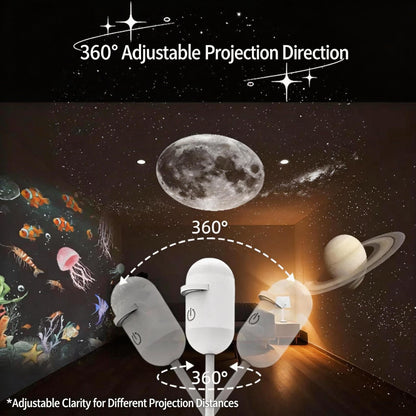 2-in-1 Galaxy Projector Night Light, USB Interface, Dual-Mode Starry Sky Projection/Warm Light Night Light, Adjustable Focus and Brightness with 24 Sliding Projection Films for Bedroom-LIN