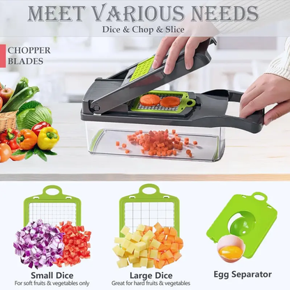 Multifunctional 14 in 1 Food Chopper, Kitchen Vegetable Slicer Dicer Cutter With 8 Blades, Onion Chopper With Container Stainless Steel Utensils-LIN