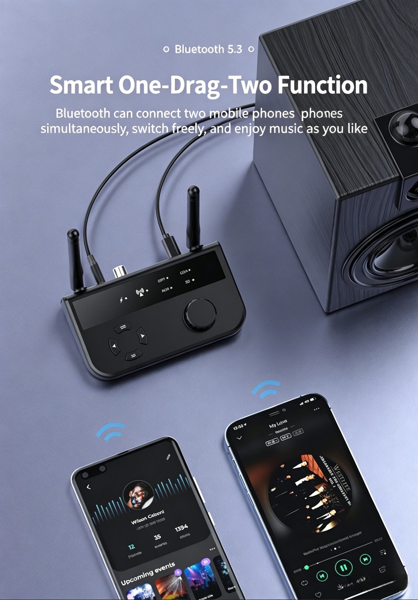 New Bluetooth 5.3 Audio Receiver B41 with Optical/Coaxial/AUX Digital Signal for 3D Sound Quality and High-Definition Music-LIN