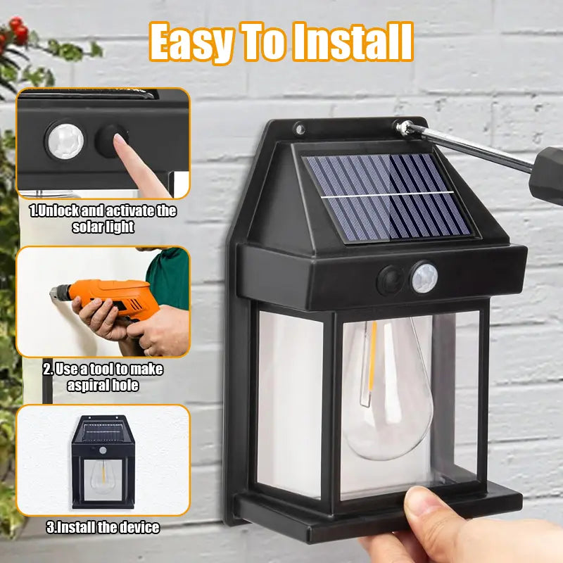 Solar Wall Lights Outdoor Dusk to Dawn Solar Garden Lights Landscape Lighting 3 Lighting Modes Solar Motion Lights Outdoor Wall Mount Light for Outside Patio Fence Yard Garage-8WX