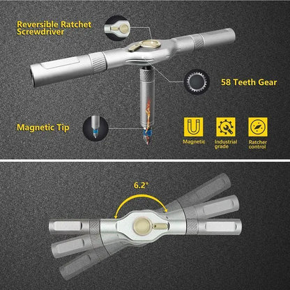 SEESE 24 in 1 DlY Screwdriver Set,1 Set SwitchableScrewdriver Shape Magnetic Screwdriver Set,Compact and Portable Ratchet Screw0driver SetHome Repair Tool Box-8ZP