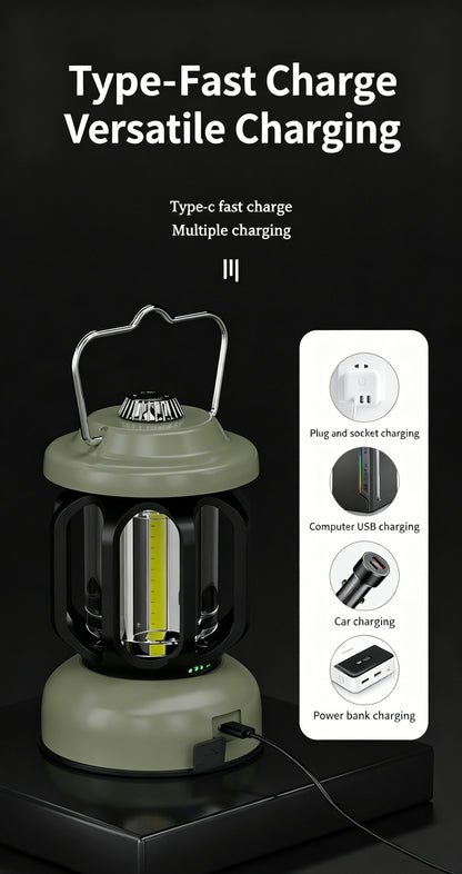 Outdoor Camping Lantern, Ambient Light, Durable, Rechargeable, Portable, Hanging, Suitable for Camping, Lamp-LIN