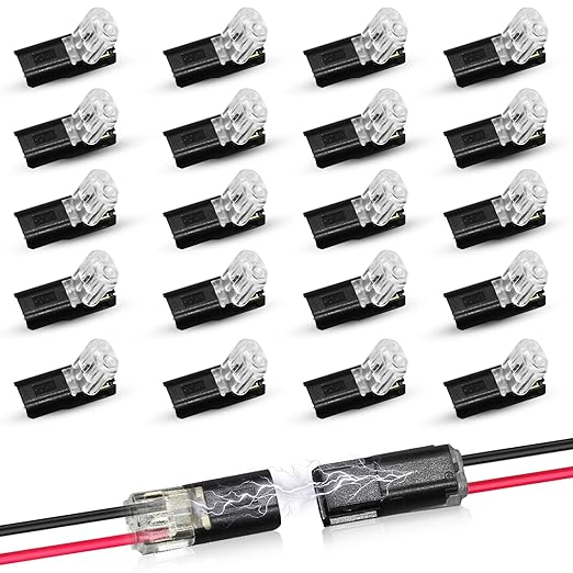Double-Wire Plug-in Connector Led Light Strip Connectors 2 Pin,Led Strip Lights Connectors Low Voltage Wire Connector with Locking Buckle,Fast Connect Plugs Led Connectors for Strip Lights-YAO