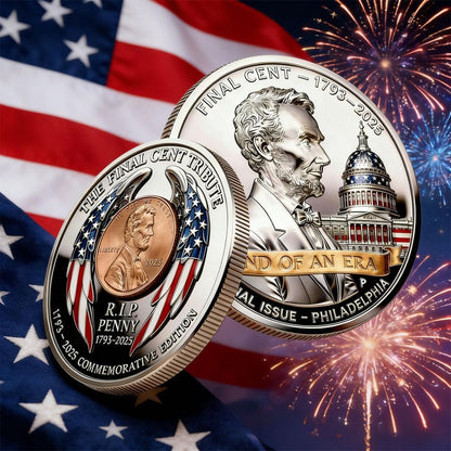 2025 Final Cent Tribute Commemorative Coin, Last Minted Penny Keepsake, Uncirculated Challenge Coin with 3D Engraving, Symbolic Final Penny Collectible for DIY & Gifting-YAO