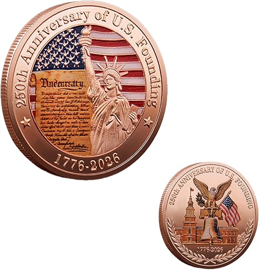 USA 250 Anniversary Coin Gold Rosegold Metal 1776-2026 250th Anniversary Challenge Coin With an independent protective cover Commemorative Coins for History Buffs Coins Collectors Gift-YAO