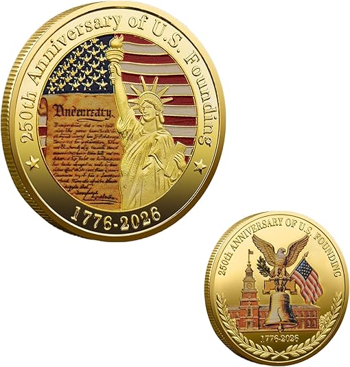 USA 250 Anniversary Coin Gold Rosegold Metal 1776-2026 250th Anniversary Challenge Coin With an independent protective cover Commemorative Coins for History Buffs Coins Collectors Gift-YAO