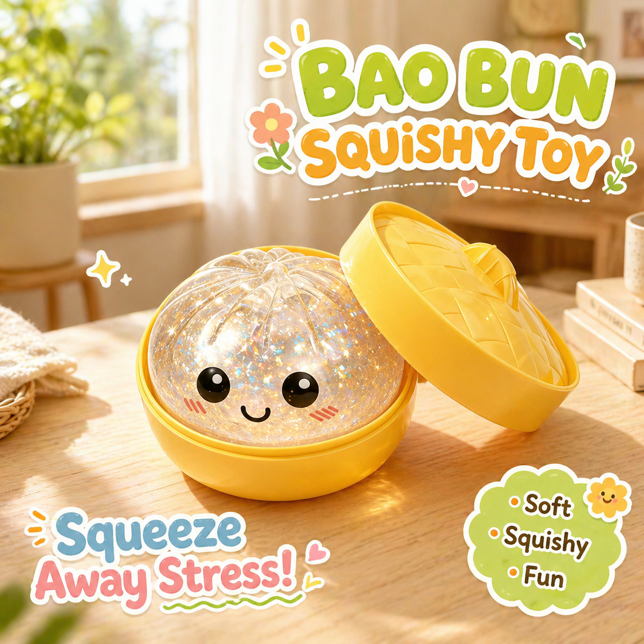 A bun-shaped squeeze-and-relax toy for stress relief，Slow Rebound Bao Squishy Toy，Ultra-Soft Bao Bun Squishy Toy-ZP