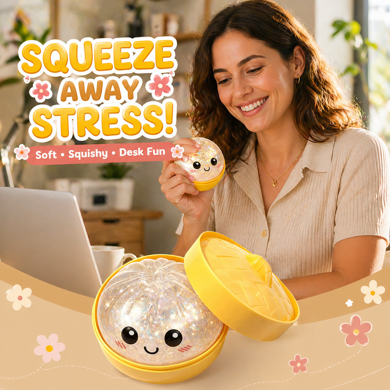 A bun-shaped squeeze-and-relax toy for stress relief，Slow Rebound Bao Squishy Toy，Ultra-Soft Bao Bun Squishy Toy-ZP