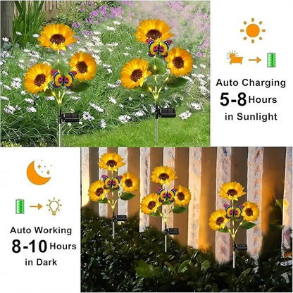 Solar Sunflower Lights with Glowing Stems, Waterproof Solar Powered Sunflower Lamps, Perfect for Garden & Patio Decoration-8WX