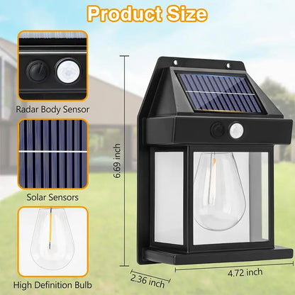 Solar Wall Lights Outdoor Dusk to Dawn Solar Garden Lights Landscape Lighting 3 Lighting Modes Solar Motion Lights Outdoor Wall Mount Light for Outside Patio Fence Yard Garage-8WX