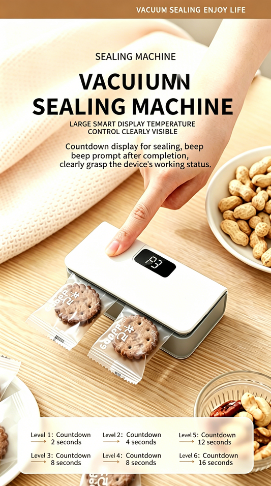 🌟 Rechargeable Mini Bag Sealer & Cutter 🌟, 2-in-1 USB-C Handheld Heat Sealer with Magnet, 6 Temp Levels & LED Display for Food Storage Bags-LIN