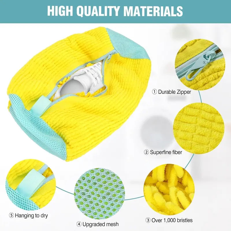 2-Pack XXL Shoe Washing Machine Bags – Reusable Sneaker Laundry Bags for Washer & Dryer, Sturdy Zipper with Hook, 360° Clean for Tennis Shoes, Slippers -8ZP