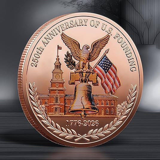 USA 250 Anniversary Coin Gold Rosegold Metal 1776-2026 250th Anniversary Challenge Coin With an independent protective cover Commemorative Coins for History Buffs Coins Collectors Gift-YAO