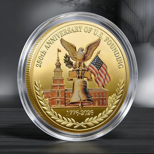 USA 250 Anniversary Coin Gold Rosegold Metal 1776-2026 250th Anniversary Challenge Coin With an independent protective cover Commemorative Coins for History Buffs Coins Collectors Gift-YAO