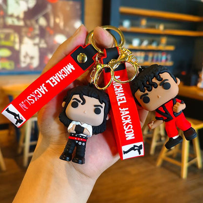Michael Jackson Keychain Music Idol Doll Machine Key Chain Holiday Gifts Souvenir Key Ring Men's and Women's Souvenirs-HS