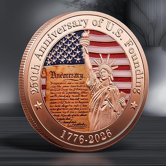 USA 250 Anniversary Coin Gold Rosegold Metal 1776-2026 250th Anniversary Challenge Coin With an independent protective cover Commemorative Coins for History Buffs Coins Collectors Gift-YAO