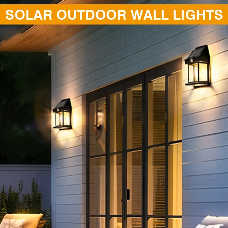 Solar Wall Lights Outdoor Dusk to Dawn Solar Garden Lights Landscape Lighting 3 Lighting Modes Solar Motion Lights Outdoor Wall Mount Light for Outside Patio Fence Yard Garage-8WX