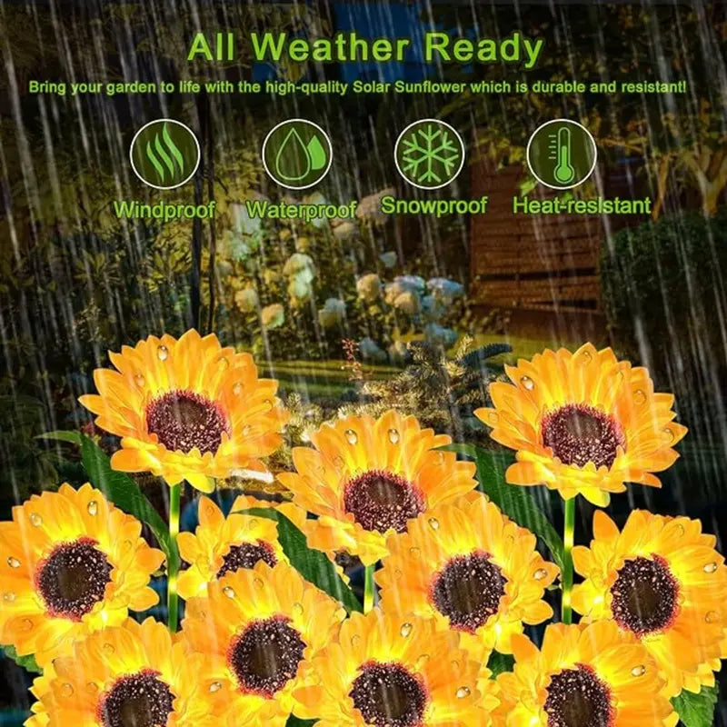 Solar Sunflower Lights with Glowing Stems, Waterproof Solar Powered Sunflower Lamps, Perfect for Garden & Patio Decoration-8WX