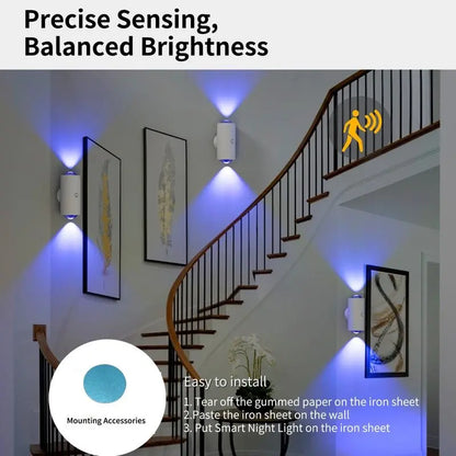 Under Cabinet Lights, Motion Sensor Night Light Indoor, Rechargeable 1500mAh LED, Auto-On Magnetic Dimmable Lamp, 7 Ambient Colors, Plug-Free Stick Anywhere Lighting for Bathroom, Bedroom, Kitchen, Stairs-8ZP