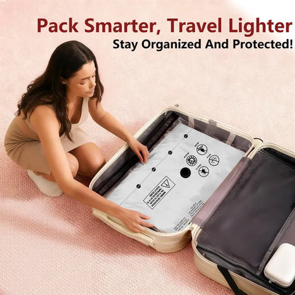 Pack Twice As Much In Half The Space Cordless vacuum compression bags that instantly create more suitcase space for smarter, stress-free-8WX