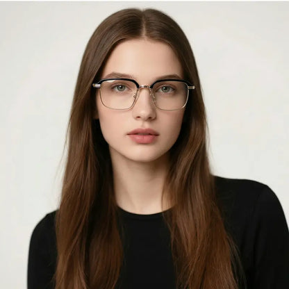 Half-Rim Metal Auto-Focus Glasses – One Pair for Nearsighted, Farsighted & Presbyopia, Anti-Blue Light & UV | Perfect for Work, Travel & All-Day Comfort-8WX