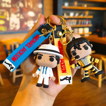Michael Jackson Keychain Music Idol Doll Machine Key Chain Holiday Gifts Souvenir Key Ring Men's and Women's Souvenirs-HS