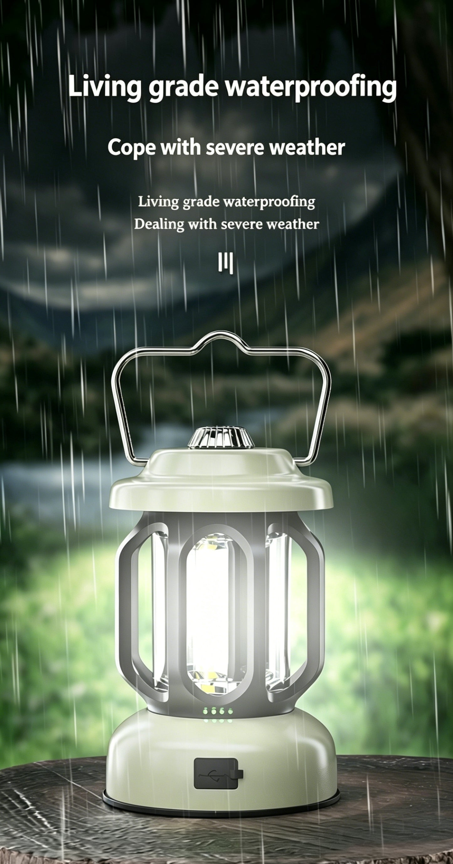 Outdoor Camping Lantern, Ambient Light, Durable, Rechargeable, Portable, Hanging, Suitable for Camping, Lamp-LIN