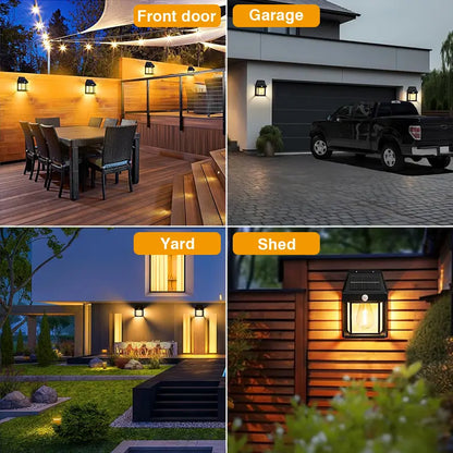 Solar Wall Lights Outdoor Dusk to Dawn Solar Garden Lights Landscape Lighting 3 Lighting Modes Solar Motion Lights Outdoor Wall Mount Light for Outside Patio Fence Yard Garage-8WX