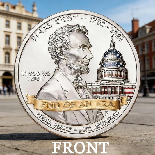 2025 Final Cent Tribute Commemorative Coin, Last Minted Penny Keepsake, Uncirculated Challenge Coin with 3D Engraving, Symbolic Final Penny Collectible for DIY & Gifting-HS