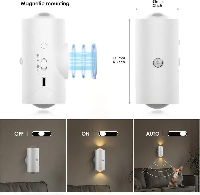 Under Cabinet Lights, Motion Sensor Night Light Indoor, Rechargeable 1500mAh LED, Auto-On Magnetic Dimmable Lamp, 7 Ambient Colors, Plug-Free Stick Anywhere Lighting for Bathroom, Bedroom, Kitchen, Stairs-8ZP