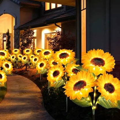 Solar Sunflower Lights with Glowing Stems, Waterproof Solar Powered Sunflower Lamps, Perfect for Garden & Patio Decoration-8WX