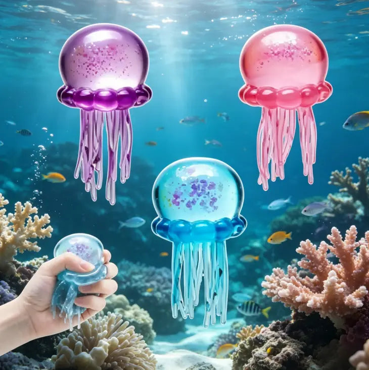 Soft Gel Filled Sensory Squeeze Toy, Stretchy Elastic Squishy Stress Relief Ball, Calming Anxiety Reducing Hand Fidget, Cute Relaxing Jelly Texture, Fun Portable Handheld Squeeze Toy Gift for All Ages-LIN