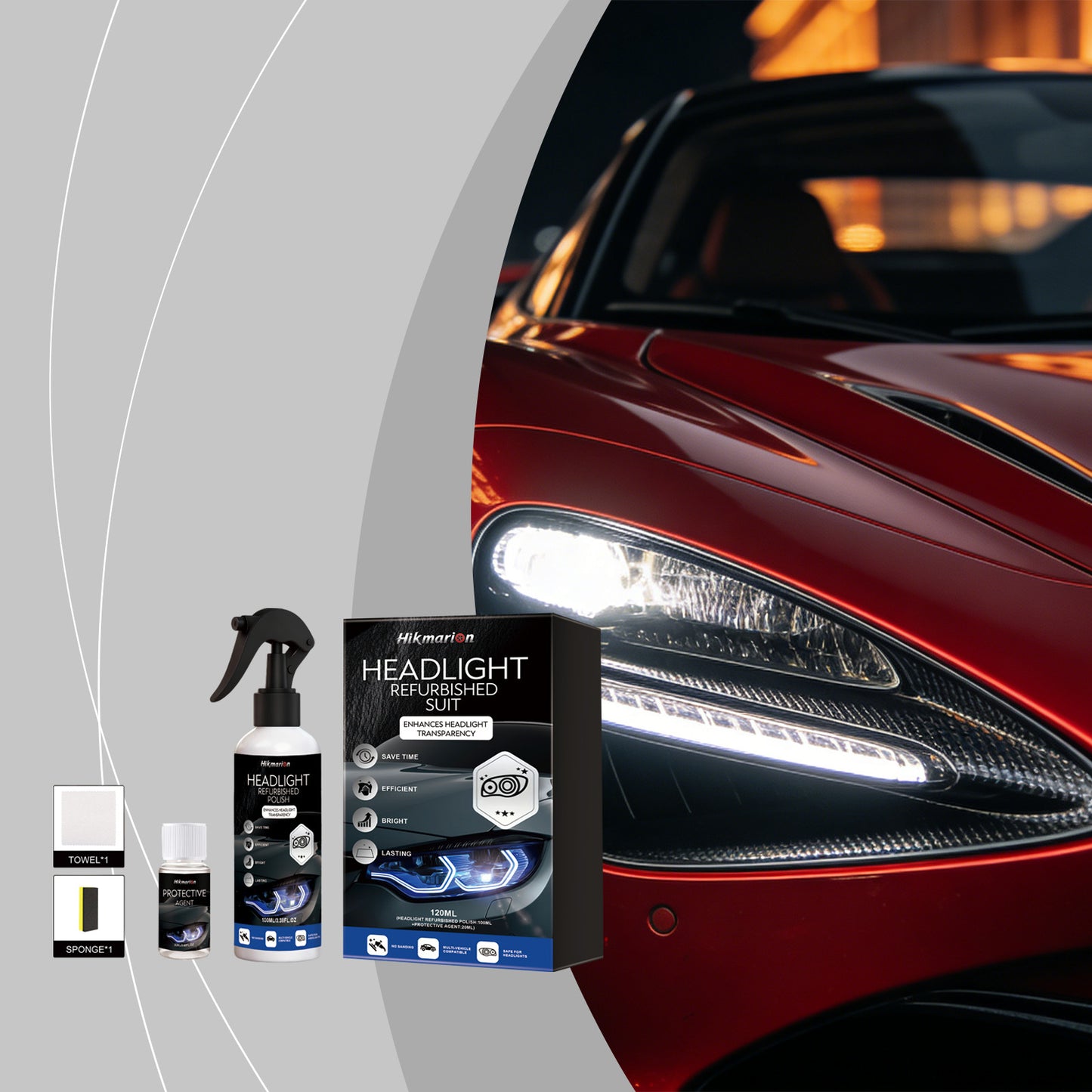 QIFOR Automotive Headlamp Restoration Fluid, oxidized and yellowed automotive headlamps, blurring enhanced crystalline coating refurbisher-AJZ