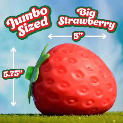 Toymendous Squeeze Strawberry - Extra Large 5" Squishy Stress Ball for Adults & Kids 3+ - Fruity Fidget Toy for Stress Relief & Sensory Play - Safe & Durable Non-Toxic Material-8WX